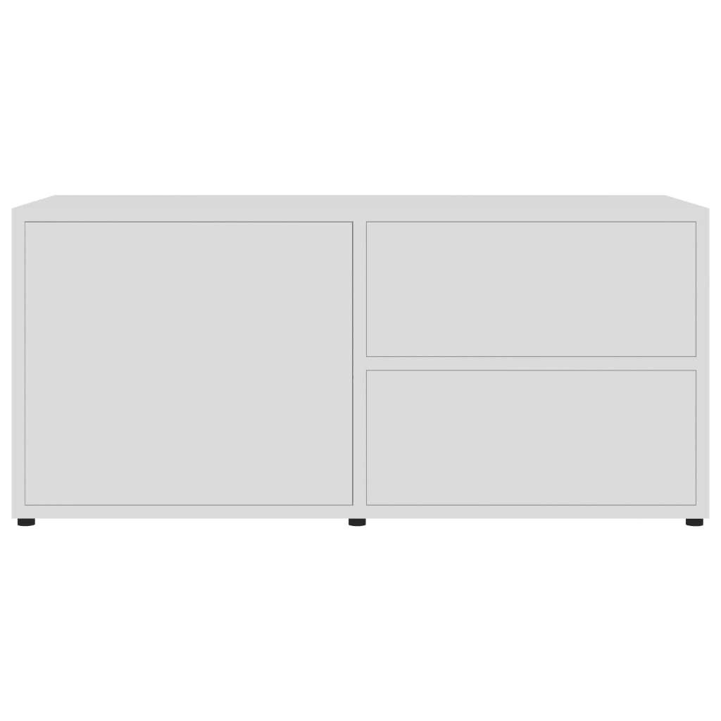 TV-Unterbau TV-Schrank Weiß 80x34x36 cm mit 2 Schubladen und 1 Fach mit Tür aus Holzwerkstoff, robuster TV-Seitentisch für Aufbewahrung von Zeitschriften und DVDs, einfach