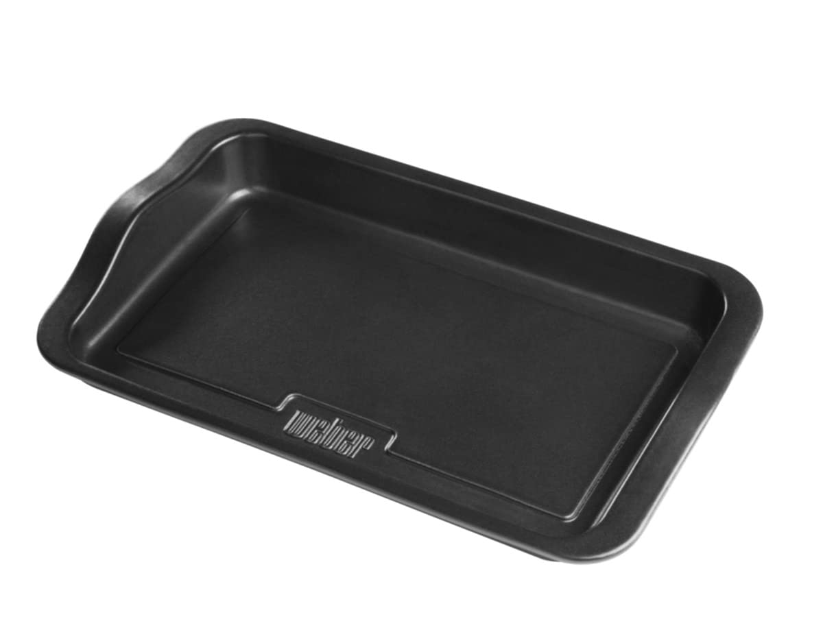 Weber Plancha de cerámica, 42 x 25 cm, con borde alto, superficie antiadherente, extremadamente resistente al calor, ideal para acompañamientos y más, apta para lavavajillas - Negro (17885)