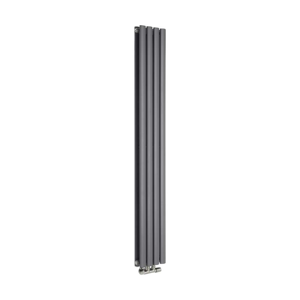Milano Aruba Anthracite Vertical Middle Connection Double Oval Panel Radiator - 1600mm x 236mm
