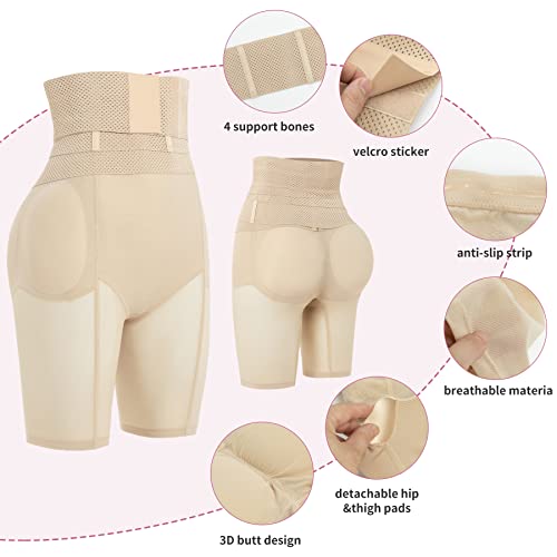 Scarboro Shapewear Shorts For Women Tummy Control Body Shaper Underwear Butt Padded Enhancer Panties Waist Trainer Girdle Beige #TOP6