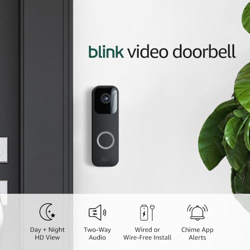 Blink Video Doorbell (newest model) — Two-way audio, HD video, long-lasting battery life, wired or wire-free install, motion detection, chime app alerts, Works with Alexa (Black)