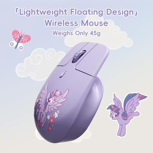 Image of My Little Pony Silent Wireless Mouse -M03 Innovative Floating Button Design, Quiet Clicks, 3 Adjustable DPI (800 /1600 /3200), Dual-Mode (2.4GHz /Bluetooth), Ergonomic for Mac /Windows (Purple)