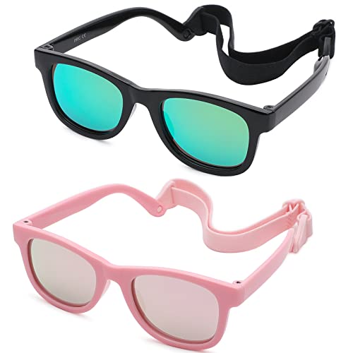 Image of Flexible Polarized Baby Sunglasses with Strap for Newborn Infant Toddler Age 0-18 Months,100% UV Protection