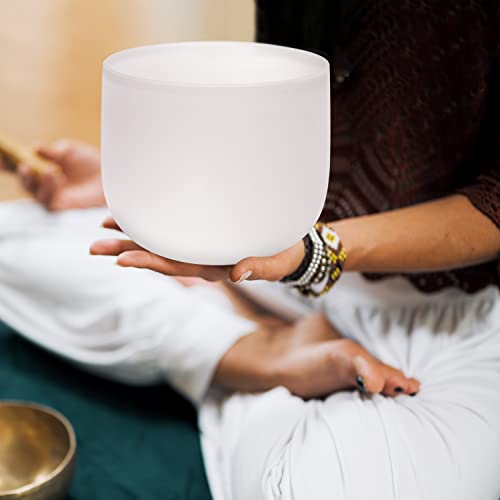 TOPFUND G Note Crystal Singing Bowl Throat Chakra 8 inch with Heavy Duty Carrying Case and Suede Mallet - Thumbnail 2