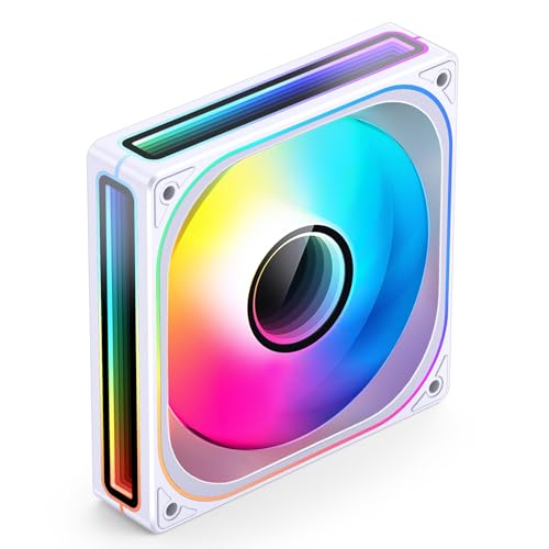 Image of JONSBO ZB-120W PC Case Fan, Silent Computer Fan with Axis & 4-Sides Infinity Mirror 2400RPM,3Pin ARGB Fans, 4Pin PWM Integrated M&F Head,28MM Thick,White