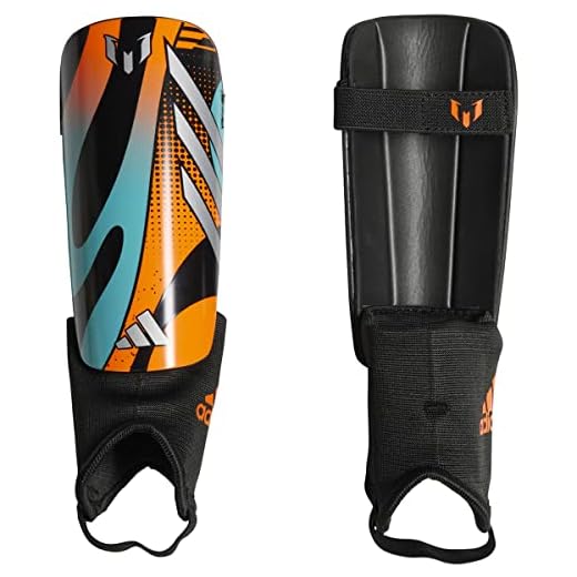adidas Messi Match - Espinilleras unisex para niños, color negro/plateado metálico/naranja, talla M