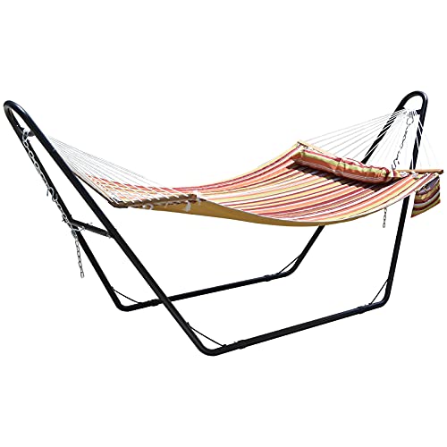 Ripley - HAMACA ACOLCHADA DOBLE CON SOPORTE DE ACERO RESISTENTE BARRAS  ESPARCIDORAS ALMOHADA DESMONTABLE Y SOPORTE PARA TAZAS