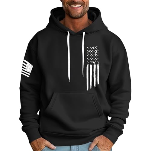 Usa Flag Print Men'S Hoodies Graphic Long Sleeve Drawstring Pullover Sweatshirts Fashion Patriotic Loose Comfy Hoodies2
