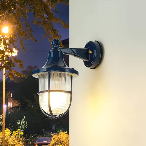Lampe maritime en laiton bleu IP64 rustique pour jardin et terrasse nostalgique