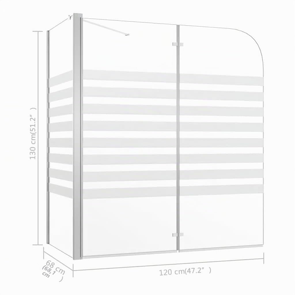 vidaXL Cabina da Bagno 120x68x130 cm in Vetro Temperato a Righe