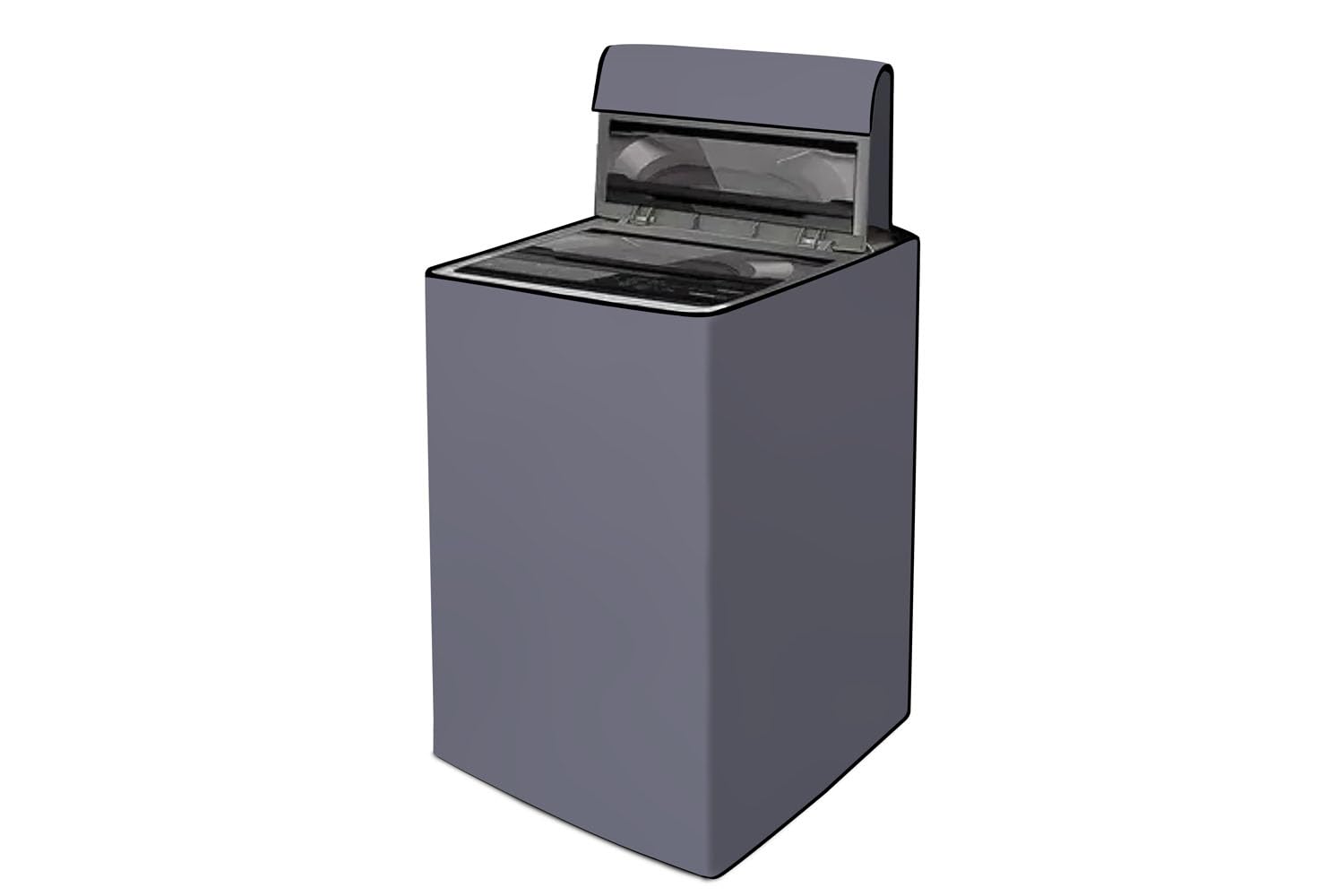 The Furnishing Tree Fully Automatic Top Load Washing Machine Cover | Waterproof & Dustproof | Easy to Clean | Inlet & Outlet Pipe Provision | Durable & Washable, Grey, Polyester, (65x64x110 CM)