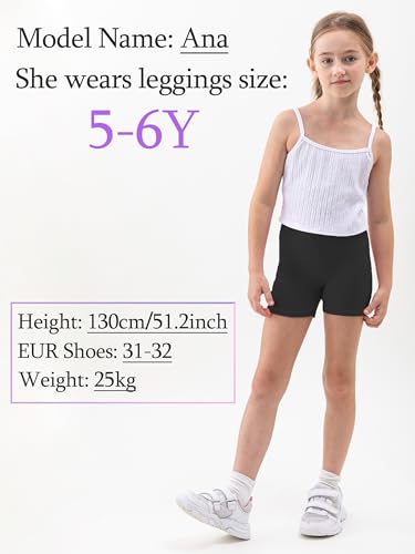 10 Colors Super Soft Girls Bike Shorts, Assorted Sizes Summer Short Leggings for Girls Under Dress Dance3