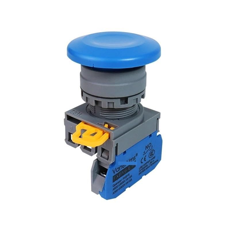 Interrupteur momentané bleu 22mm FXBY6 avec 3 contacts NC pour coupure sûre