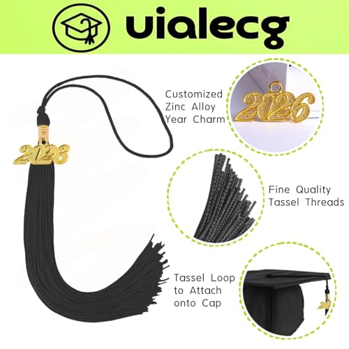 Image of Graduation Tassel 2026 for Grad Cap,Black Tassel with Gold Charm
