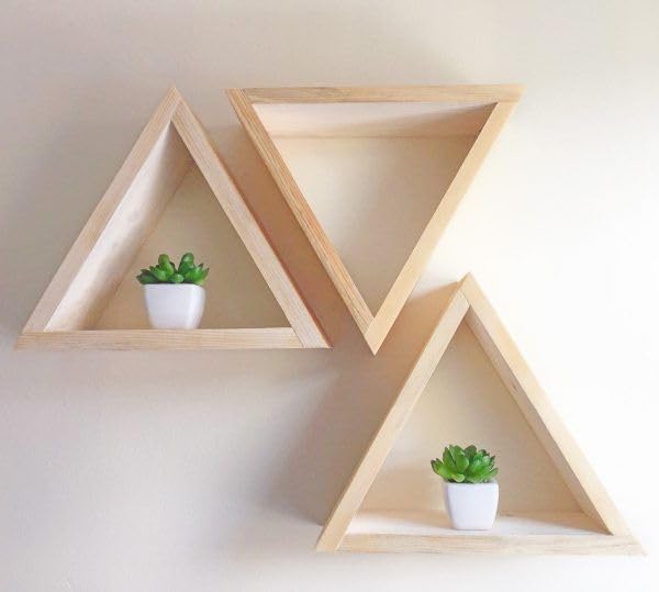 その他 anonymous design triangle shelf CRAFTED TURN Wooden Triangle Wall Shelf Set, 3 Pieces, Modern