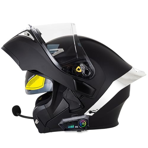 Casco De Motocicleta Modular con Bluetooth Abatible hacia Arriba Aprobado por Dot/ECE con Visera Doble Antivaho para Hombres Y Mujeres P,XL/61-62CM