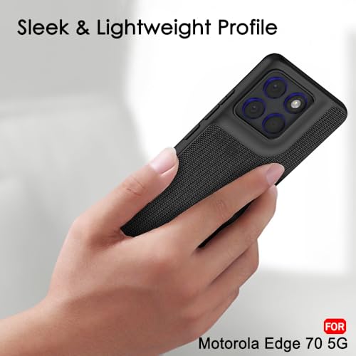 Image of TheGiftKart Back Cover Case for Motorola Moto Edge 70 5G | Slim & Lightweight | Ultra-Premium Design | Camera Protection Bump | Fabric Texture Case Cover (PC & TPU, Black)