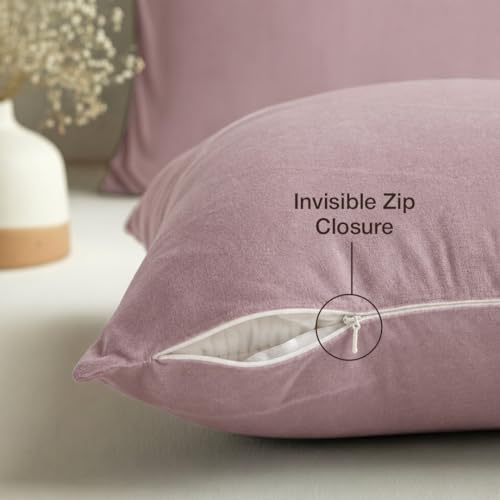 Image of HOMEMONDE Velvet Cushion Covers Set of 5-16x16 Inch Decorative Pillow Cover for Sofa, Couch, Chair, Lavender