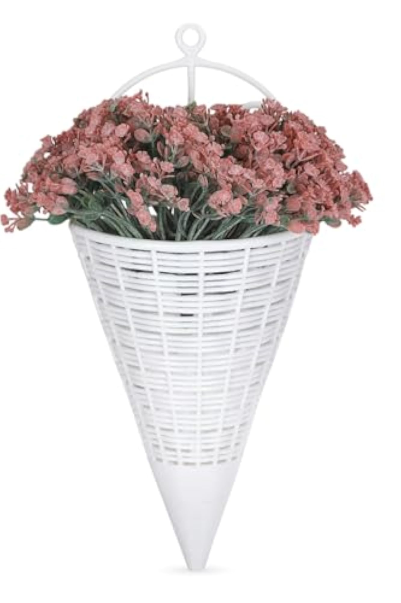 Artificial Wall Plant with Small Red Flowers, 32 cm Tall