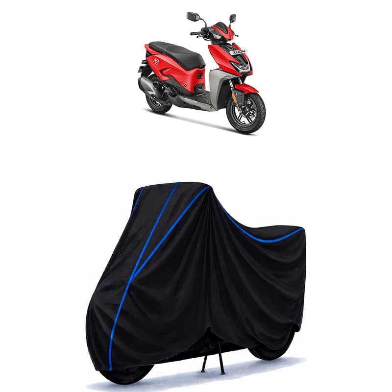 Image of Scooty Cover Water Resistant for Xoom | Universal Scooter & Bike Cover | Heavy Duty UV Protection | Dust, Rain & Scratch Protection | Elastic Fit All Weather Indoor Outdoor | Black with Blue Piping