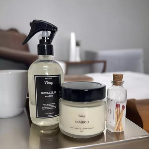 Kit Box Presente Vela Aromática Bamboo Home Spray Champanhe Espumante de Luxo Taça de Vidro - Presen