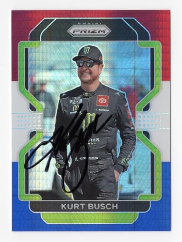 AUTOGRAPHED Kurt Busch 2022 Panini Prizm Racing RED WHITE & BLUE PRIZM Signed NASCAR Collectible Insert Trading Card with COA