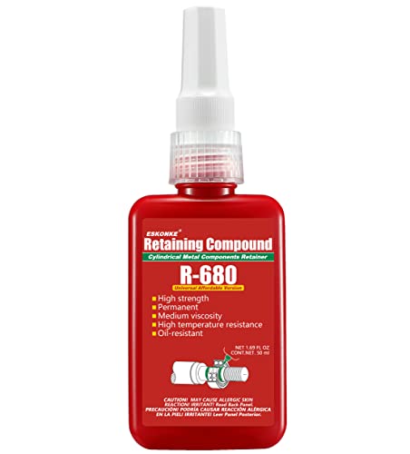 Retaining Compound Green R-680 High Strength Cylindrical Metal Components Retainer Assemblies Locking Sealant, 1.69 Fl oz/50 ml