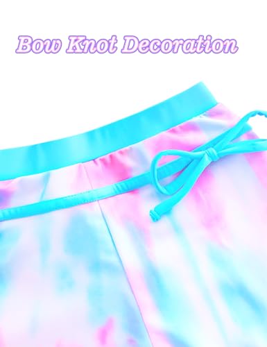 Image of Bathing Suits for Girls Size 3-4t 2 Piece Sleeveless Boyshort Swimwear Pink Blue Scrawl Tankini Swimsuit Sets