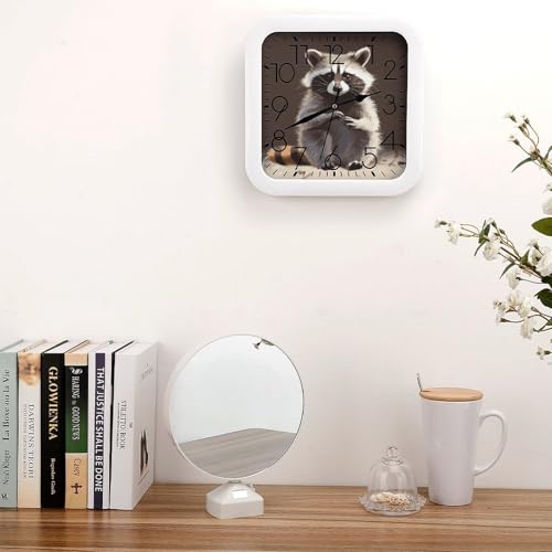 Horloge murale carrée raton laveur pour une décoration de chambre d'enfant - 5