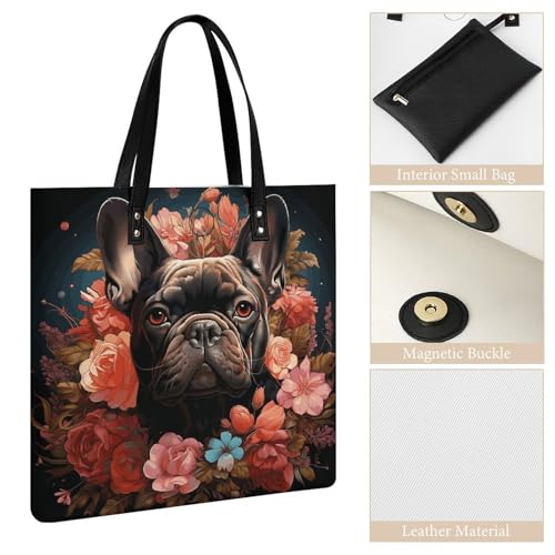 Sac bouledogue et fleurs idéal pour le travail et les voyages - 5