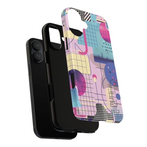 Coque iPhone 16 Plus rigide bleu motif géométrique abstrait - 3