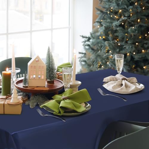 Image of NatNarr 6 Pcs Navy Blue Plastic Tablecloths, Scalloped Blue Table Cloth