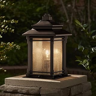 Hickory Point Mission Farmhouse Outdoor Pier Light Fixture Walnut Bronze Steel 16 1/2