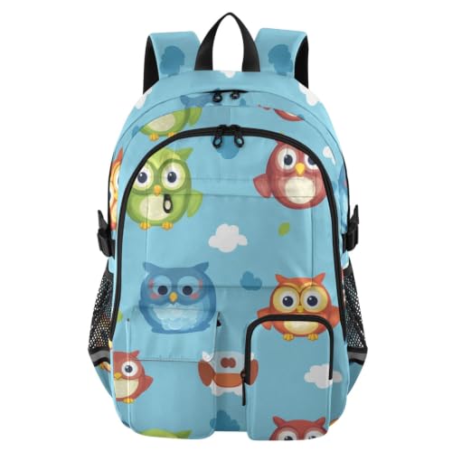 Mochilas de viaje de búho colorido de 17.5 pulgadas para niñas y adolescentes