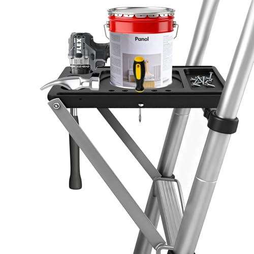 Multi-Purpose Project Tray Ladder Accessory Tray for Most Standard Ladders Plastic Ladder Work Platform 55 lbs Weight Rating for Screwdriver Electric Drill Paint Bucket
