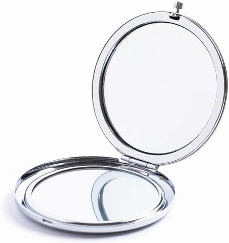 MIHAGUTY Magnifying Compact Mirror for Purses with 2 x 1x Magnification, Folding Mini Pocket Double Sided Travel Makeup Mirror,Perfect for Purse, Pocket Mirror for Gift (Silver)