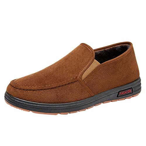 IQYU Botas de nieve para mujer, planas, antideslizantes, de lona, suaves, cálidas, cómodas, con puntera redonda, color sólido, botas cortas para hombre, informales, antideslizantes, para otoño e