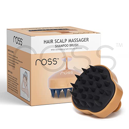 Image of Ross Hair Scalp Manual Massager Shampoo Brush with Soft Silicone Bristles for Blood Circulation (Gold)