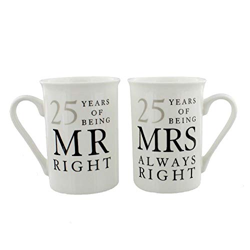 25 Regalo Di Anniversario Set di 2 Tazze Di Porcellana 'Mr Destro &...
