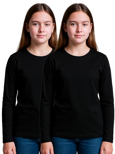 Image of DYCA by Bodycare Girls Solid Cotton T-Shirt, Round Neck Full Sleeves, Casual Regular Fit, Comfortable Tshirt for Kids