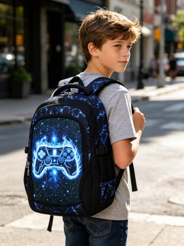 Kimwadalh School Backpack for Boys, 3PCS Gamepad Backpacks with Lunch Bag & Pencil Case, Large Capacity Boys School Bookbags for Primary Middle High Kids - image 2