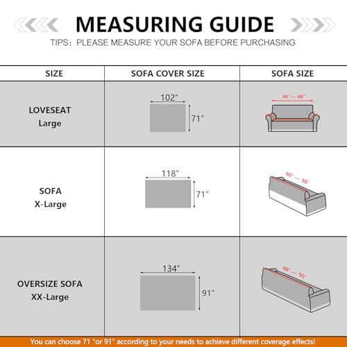 MYSKY HOME Geometric Sofa Covers for X-Large 2 Cushion Couch (71" x 118", Grey)