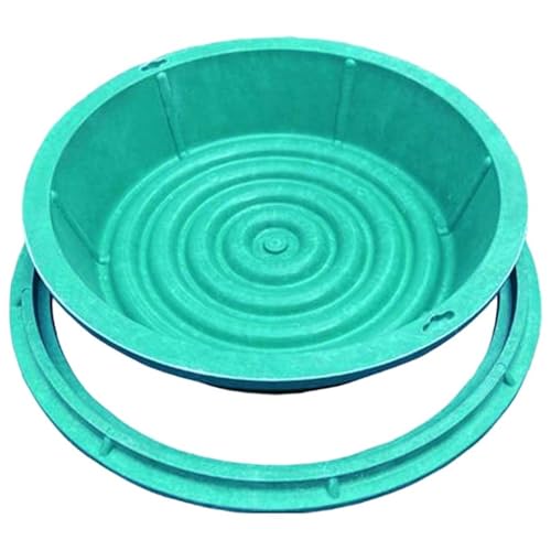 Tapa y Marco Arqueta Invisible Empotrada, Tapa de Alcantarilla Redonda Verde de Resina Compuesta con Nervadura de Refuerzo Inferior para Peatones, Jardín, Patio(80cm/31.5in)
