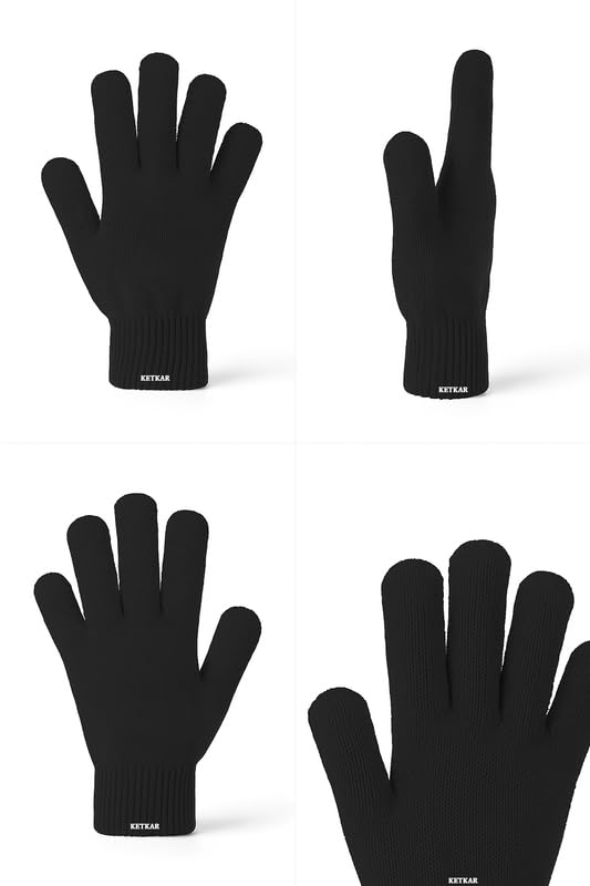 KETKAR Kids Winter Beanie & Gloves Set – Soft Knit Warm Cap with Matching Gloves for Boys & Girls | Cozy Winter Wear for Kids (Black, Age 2-5 Years) – Pack of 1 3