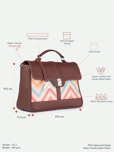 Image of ZOUK | Women's Vegan Leather | Stylish Handbag with Adjustable Strap, Top Handle |