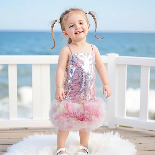 Toddler Sequin Sleeveless Tulle Dress Girl Spaghetti Strap Tutu Dresses Kids Sequin Birthday Dress Summer Clothes2
