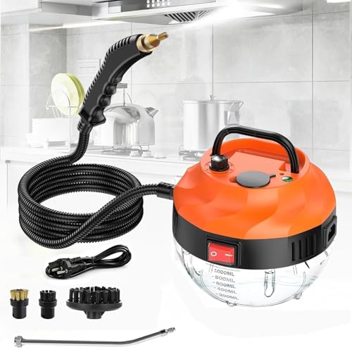 Viugreum Limpiador a Vapor Portátil 3800W con 3 Cepillos, Máquina de Limpieza a Vapor de Alta Temperatura y Alta Presión, Limpiador Portátil para Coche, Cocina, Baño y Limpieza a Fondo de Suelos