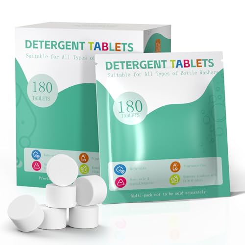 Image of Baby Bottle Washer Detergent Tablets for Momcozy Pro, Baby Brezza, Bottle Cleaner Washers Sterilizers & Dryers, Baby-Safe Natural Formula, Professional Cleaning Power for Bottles & Nipples, 180PCS