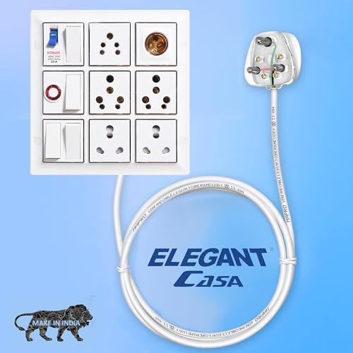 Image of Elegant Casa 16 Amp Electric Extension Board Heavy Duty Multi Sockets with Switches and MCB High Power Extension Box (2500w) Power Strip 8 Meter Extension Cord Wire 3 Core Plugtop 220 Volt