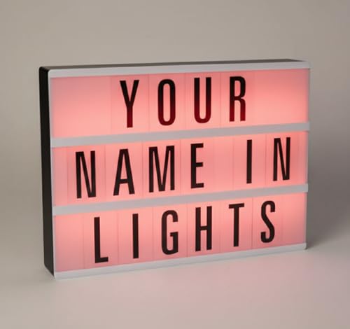 Image of Almineez A4 Colour Changing Cinematic Lightbox USB Includes 90 Letters & Emoji Symbols | Illuminated Bright LED Light Up Box Sign | Halloween Xmas Decoration Party Wedding Plaque Shop
